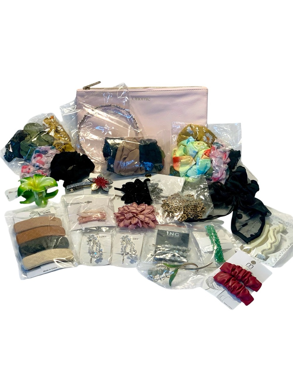 40+ piece hair accessory bundle with Pink Pouch Mixed Colors NWT & handmade - Picture 4 of 14